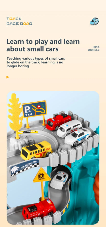 KBDFA Lion Theme Car Track For Children Diecasts Holiday Gifts Birthday Hot Wheels Kids Educational Race Toys Racing Rail Cars