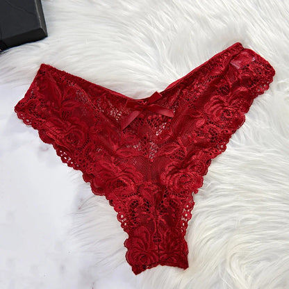 Lace V-Neck Tulle Suspenders Thong Lingerie Set - Exquisite Semi-Transparent Nightgown - ZOOMNSTORE