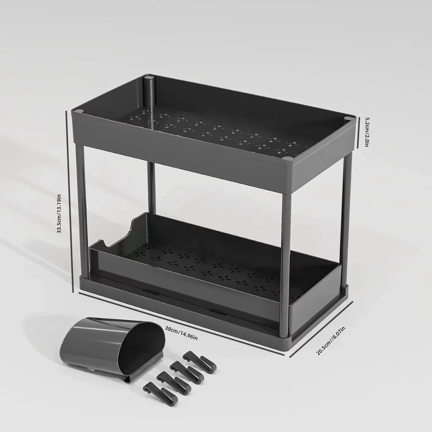 Under-Sink Pull-Out Organizer - Slim Slide-Out Shelf for Kitchen Cabinets - ZOOMNSTORE