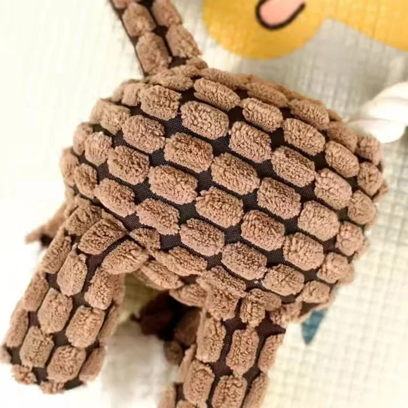 Cute Cartoon Animal Plush Pet Toy Squeaky Durable Chew Resistant Puppy Molar Interactive Play Toys Boredom Relief Dog Chewing