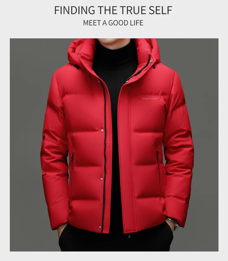 Real 85% Goose Down Jacket Men 2025 Winter Warm Puffer Coat Luxury Hood Thermal Outdoor Jacket Goose Down Parkas Zipper Clothes