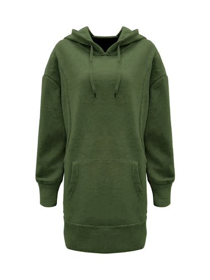 Oversized Hoodie Dress Women Loose Long Sleeve Pocket Drawstring Sweatshirt Dress Casual Streetwear Daily Wear Warm Pullover