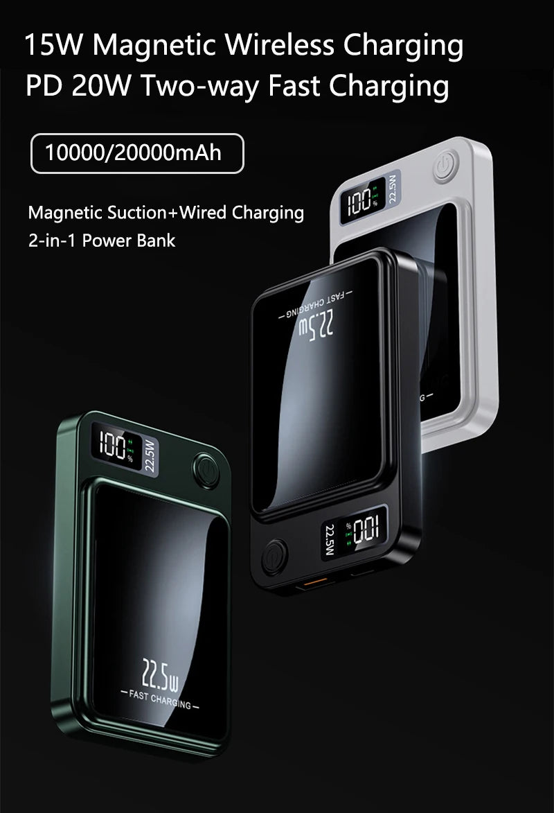 Magnetic Wireless Power Bank 50000mAh 22.5W Fast Charging External Battery Charger for Huawei Samsung iPhone PD 20W Powerbank