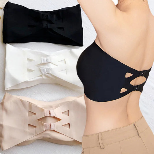 Seamless Strapless Ice Silk Bra - Soft Crop Tube Top Bralette for Women - ZOOMNSTORE