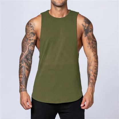 Men Cotton Sleeveless Shirt Casual Gym Tank Top Man Quick Dry Fitness Basketball Vest Bodybuilding Running t-Shirt Man Clothing