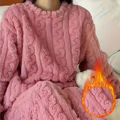 Cozy Coral Velvet Pajama Set - Warm Womens Loungewear for Winter  Christmas - ZOOMNSTORE