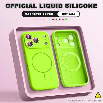 Liquid Silicone Magnetic Phone Case - iPhone 16E1112131617 Pro Max  Air 151416 Plus MagSafe Cover - ZOOMNSTORE