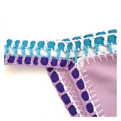 Handmade Crochet Bikini - Women's Two Piece Swimwear, Elastic Triangle Top & Low-Rise Bottoms