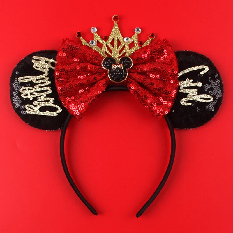 Mickey Mouse Ears Headband - Sequin Hair Bow for Halloween Festival and Cosplay