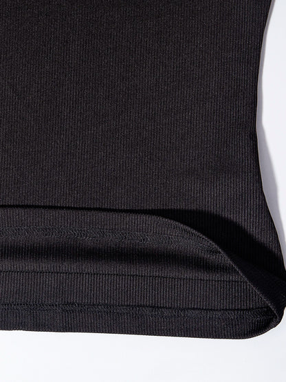 Women's Ribbed Crop Sleeveless Tank Top & Striped Print Belted Bag Waist Shorts SetFitted Comfort Scoop Neck Crop Tank & Shorts