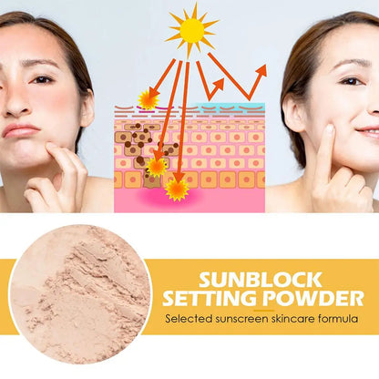 Waterproof Spf50 Sunscreen Loose Powder Sunblock Skin Protective Invisible Pore Solar Blocker Oil Control For Women Face Care