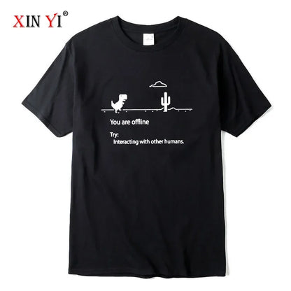 Men's High Quality Cotton Blend Funny Dinosaur Print T Shirt Loose O-neck Men Tshirt Short Sleeve T-shirt Male Tees Tops