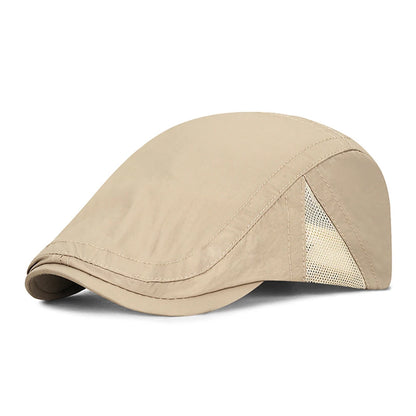 Summer Quick-Drying Thin Beret Men Women Sun Shade Newsboy Cap Breathable Mesh Peak Caps Adjustable Sun Shade Beret Hats