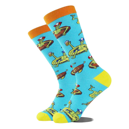 Funny Alien Shark Cotton Socks - Unisex Novelty Crew Socks
