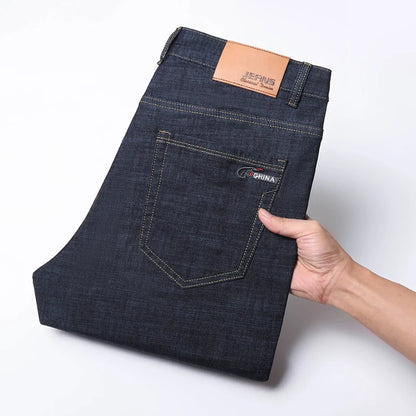 2025 Spring Summer Thin Classic Men's Business Jeans Stretch Trousers Casual Straight Denim Pants  Brand Male Clothing 28-40
