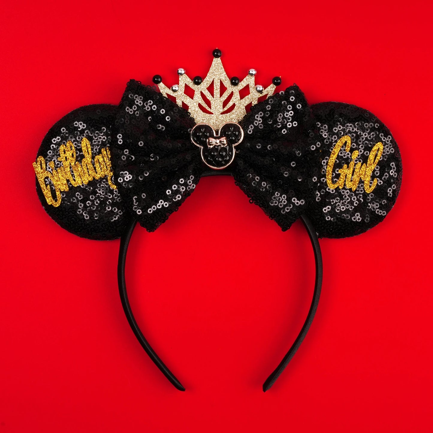 Mickey Mouse Ears Headband - Sequin Hair Bow for Halloween Festival and Cosplay