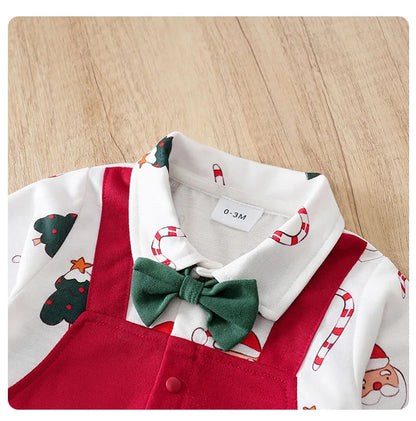 Baby Romper Cotton - Newborn Unisex Velvet Santa Elk Long Sleeve 0-18 Months