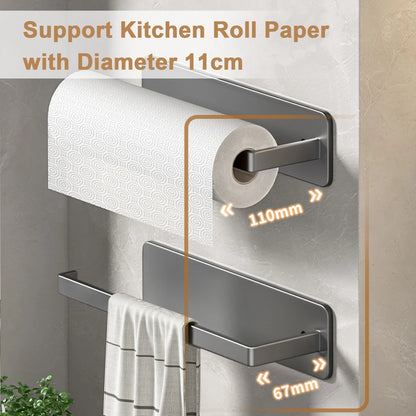 Paper Towel Holder - Adhesive Tissue Hanger & Toilet Paper Dispenser | Kitchen Towel Rack