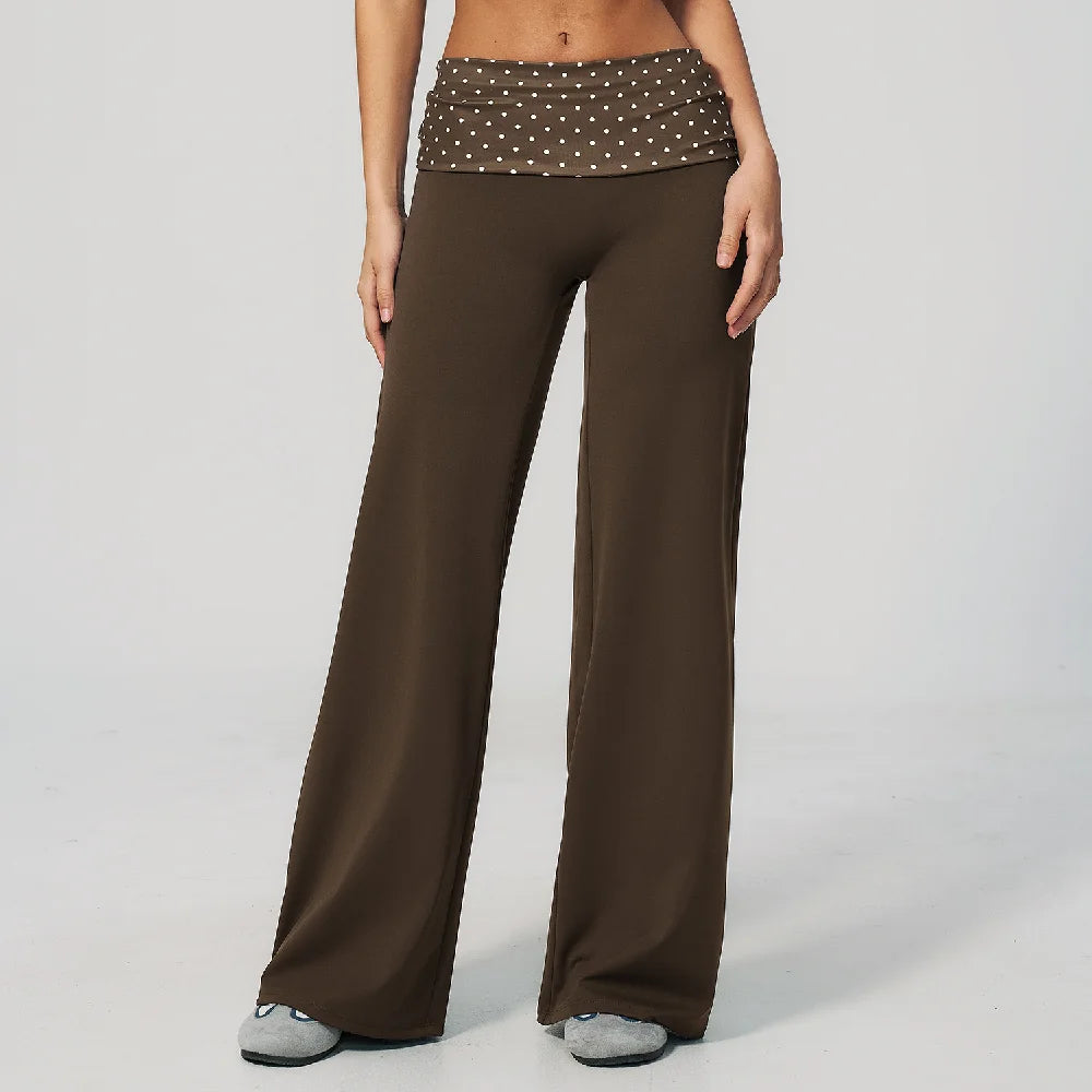 Women's Wide Leg Yoga Pants Breathable Sports Fitness Bell-bottoms High Waist Striped Yoga Pants Polka Dot Workout Flared Pants