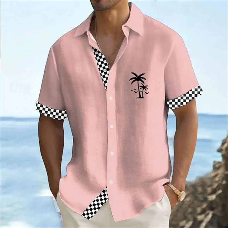 2024 Men's Gradient Striped Shirt Slim Breathable Fashion Short-sleeved High-quality Design Casual Button-down Shirts Male
