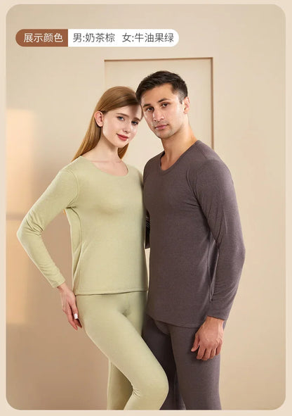 Men Wool Winter Long Sleeves Thermal Warm Thick Sweater Thermal Underwear Soft Fleece Lined Long Johns Set Thermal Clothes