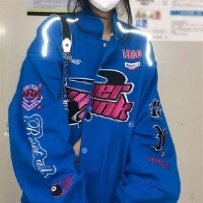 Gothic Japan Hip Hop Hoodie Sweatshirt Oversize Women Spring Autumn Harajuku Punk Hoodies Tops Cool Baseball Uniform Girl