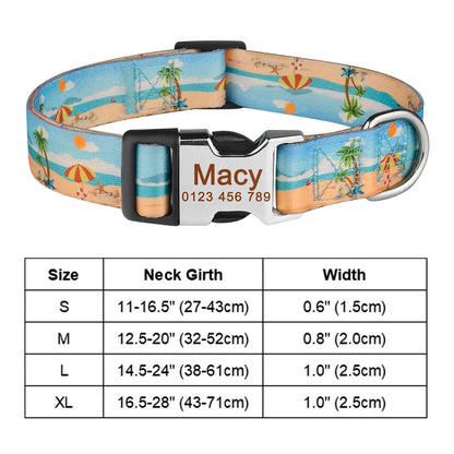Personalized Dog Collar Custom Engraved Name ID Tag Nameplate Adjustable Small Large Medium Puppy Pet Dogs Collars