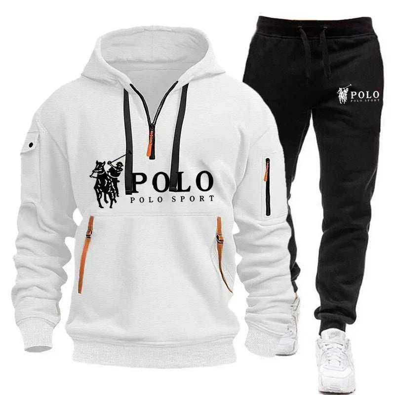 2026 Autumn/Winter New Men's Casual Set Fashion Outdoor Hiking Windproof Warm Men's Hoodie and Pants Two Piece Set
