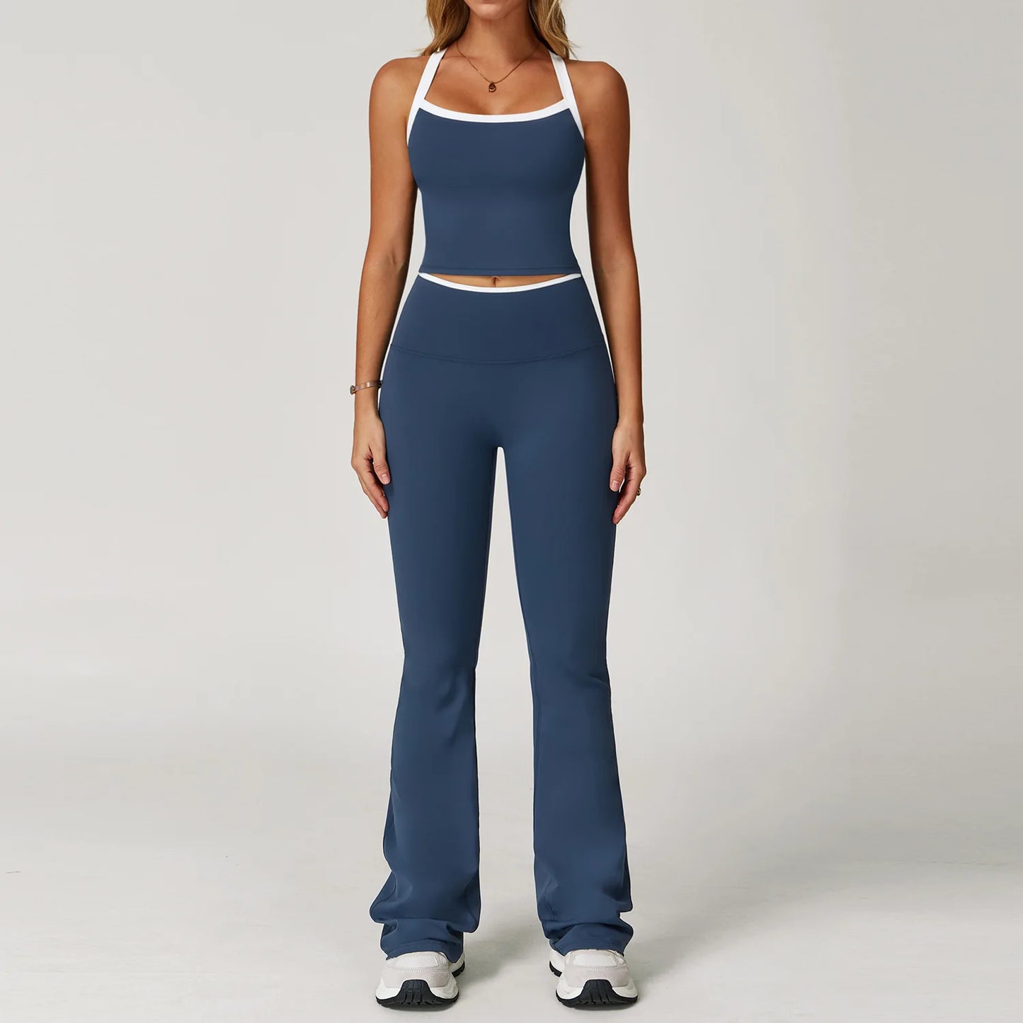 Women's Clothes 2 Pieces Workout Tracksuit Yoga Set Sportswear Gym Clothing High Waist Bell-bottoms Sexy Fitness Bta Sports Suit