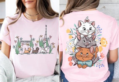 Women Summer Cartoon New T-Shirt The Aristocats Shirt Marie Toulouse Berlioz Cats Tee Y2K Street Fashion Casual Versatile Top