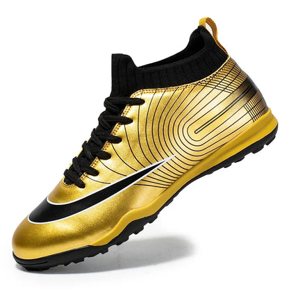 Men Football Boots – Lightweight Leather Soccer Shoes With Ankle Support Cleats