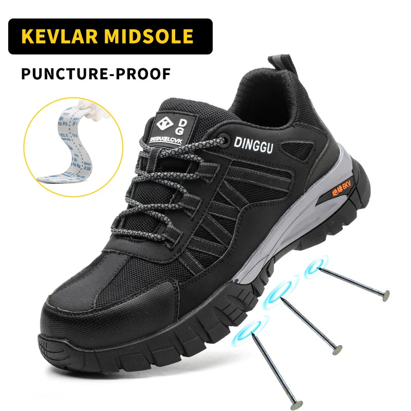 Safety Work Boots Steel Toe Anti-smash Anti-puncture Indestructible Work Shoes for Men Women, Lightweight Breathable Non-slip Wear Resistant Rubber Sole Industrial Construction Protective Footwear, Shock Absorbing Comfort Ins