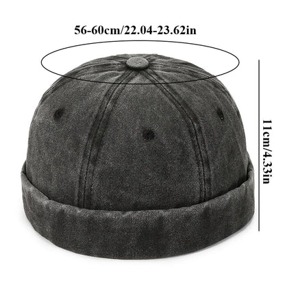 Denim Docker Cap – Brimless Sailor Beanie, Adjustable