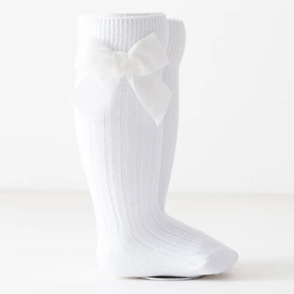 Kids Christmas Girls Socks Autumn Winter Toddlers Red Bowknot Baby Knee High Long Sock Soft Cotton Children Socken For 0-5 Years