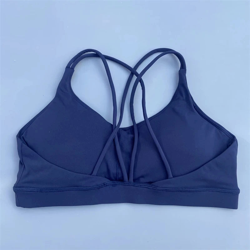 Women Fitness Bra - High Support Cross Back Sports Top With Chest Pad