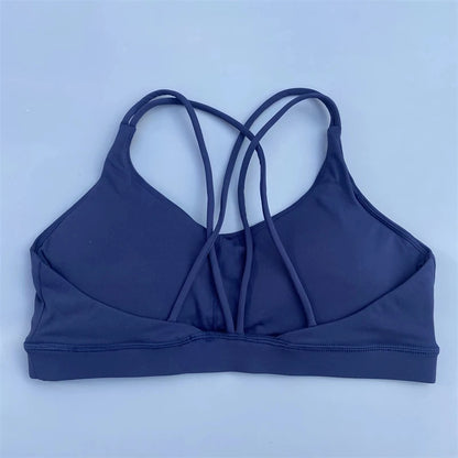 Women Fitness Bra - High Support Cross Back Sports Top With Chest Pad