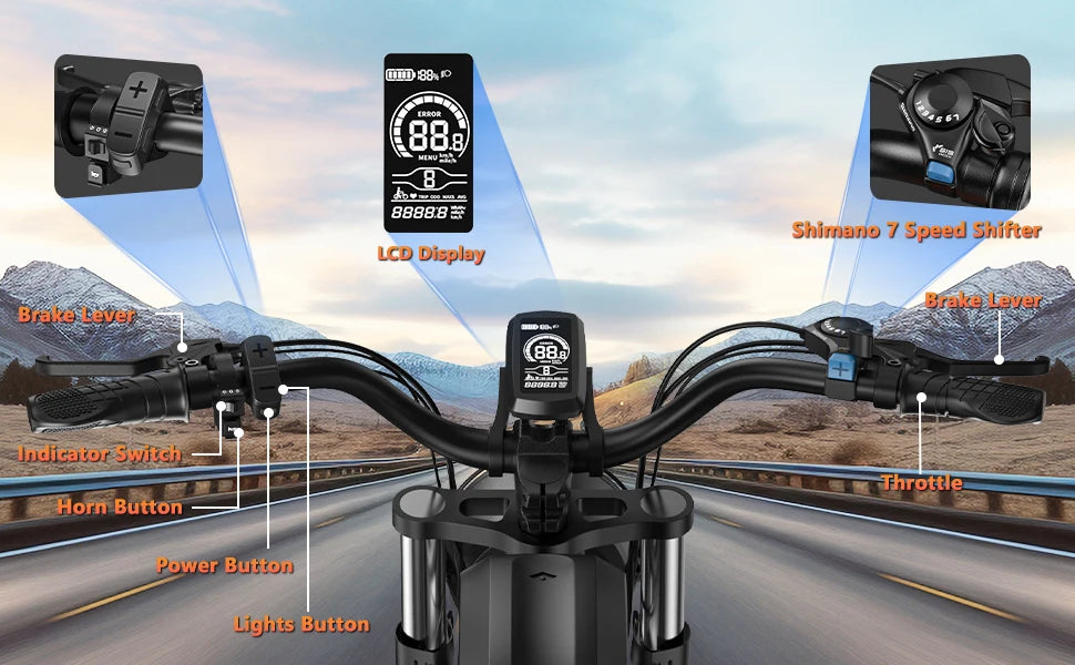 Kickwey K7 Pro Adult Electric Bicycle 3000w(Dual Motor 1500w×2) 48V 23ah Mountain Electric Bike 20 Inch Fat Tire Ebike