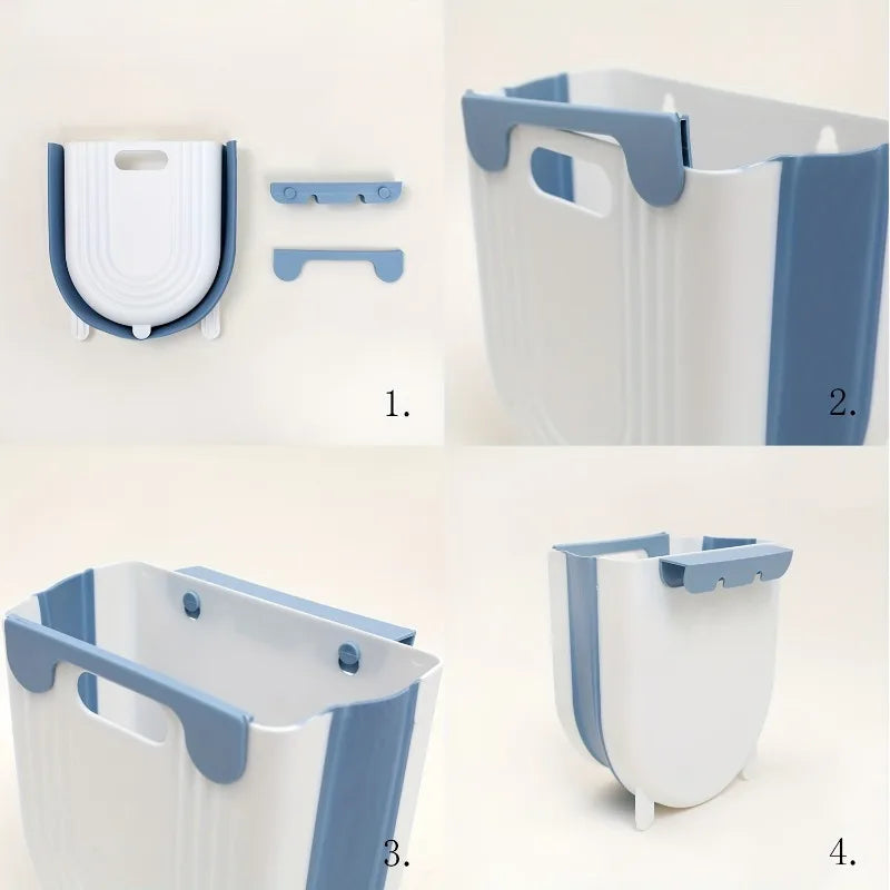 Wall-Mounted Folding Trash Can - Kitchen  Bathroom Space Saver