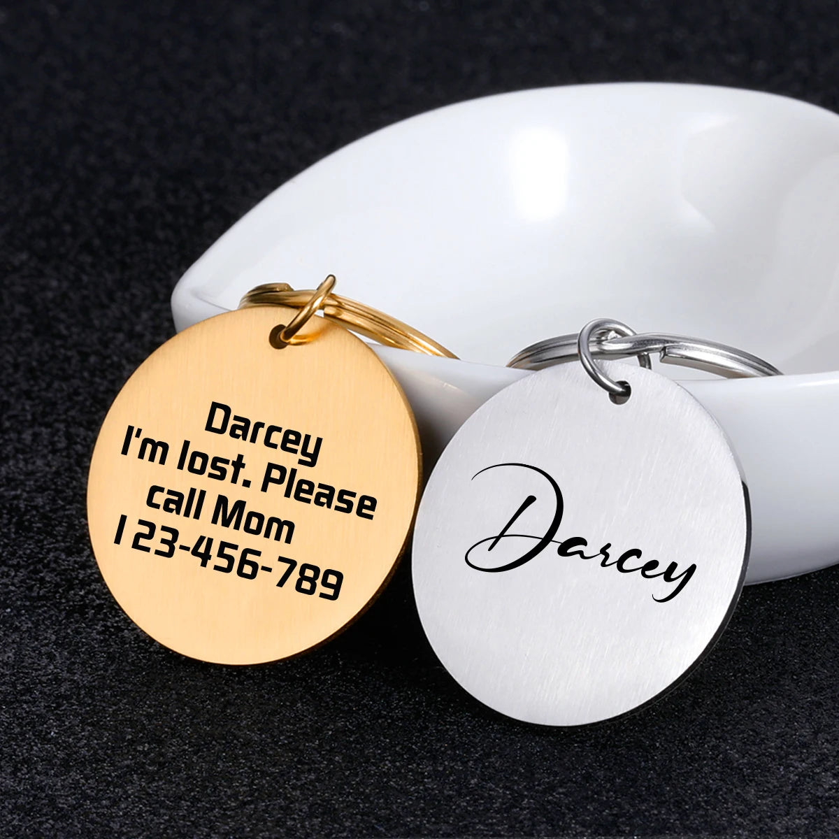 1pc Customized Stainless Steel Dog Tag with Double-Sided Engraving for Name, Pet ID, Phone Number, Long-Lasting Cleaning, Suitab