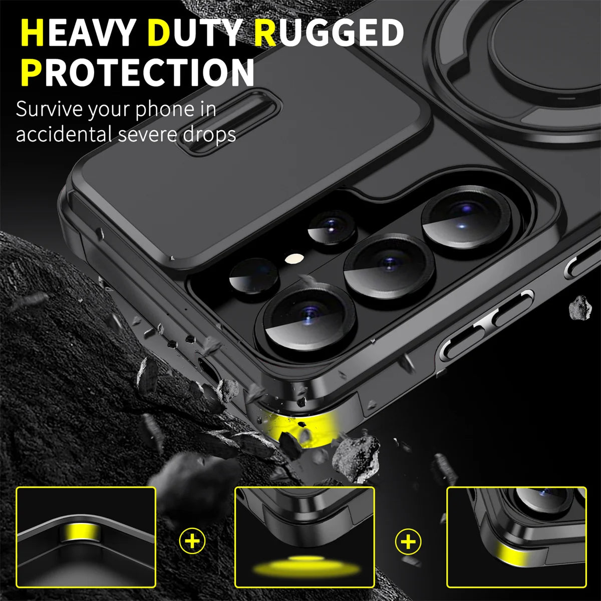 Phone Case for Samsung Galaxy S26 S23 S22 S21 Ultra S26 Edge S26 S25 S24 Plus S25 FE 360 Degree Rotating Magnetic Bracket Cover