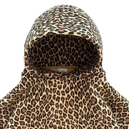 Y2K Leopard Print Hoodie – Unisex Harajuku Hip Hop Style Zip-Up Pullover Sweatshirt for Couples