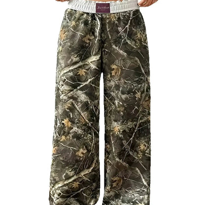 Ladies' Casual Camouflage Printed Wide-Leg Pants Are Comfortable to Wear and Suitable for Daily Travel