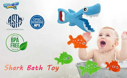 Shark Grabber Bath Toys with Teeth Biting Action Include 4 Toy Fish, Swim Toys Pool Bathtub for Kids Boys Girls Toddlers,gift