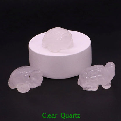1.2" Mini Natural Crystal Stone Turtle Statue Reiki Healing Tortoise Figurine Amulet Fengshui Sculpture for Home Office Decor