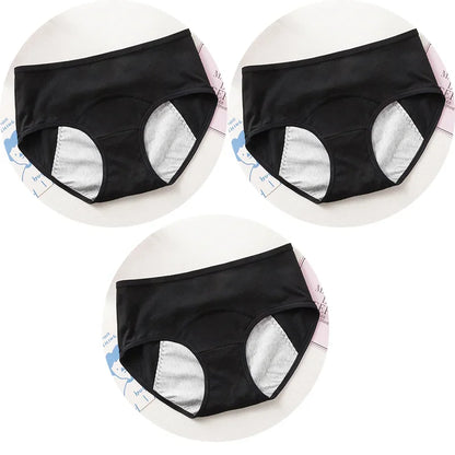 3PCS Cute Cartoon Period Underwear for Girls  Leakproof Teen Menstrual Panties 4-Layer Absorbent Reusable Washable Underwear