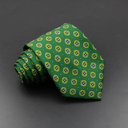 Mens Silk Tie - 75cm Soft Novelty Necktie in Blue Green Orange Floral Pattern