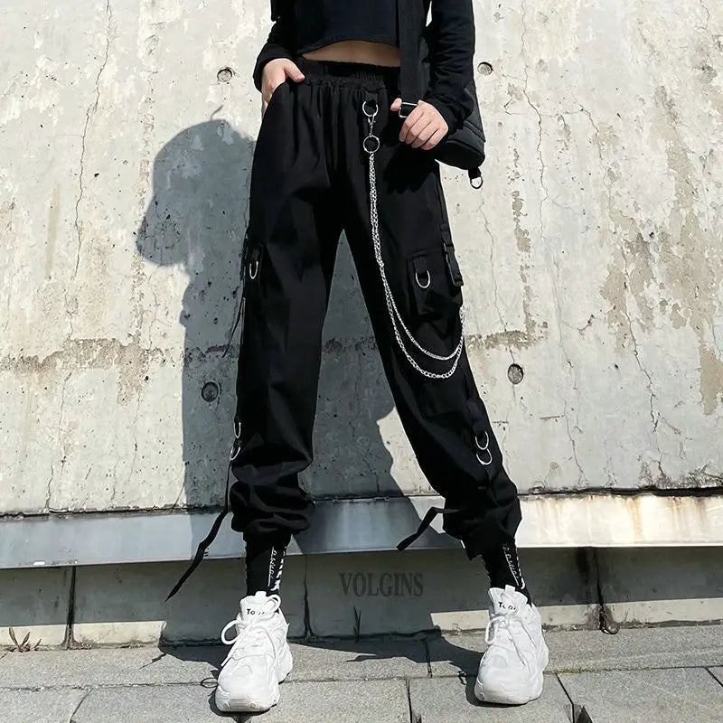 Women Y2K Streetwear Cargo Pants Vintage Fashion High Waist Baggy Trousers Female Loose Sweatpants Wide Leg Joggers Trousers
