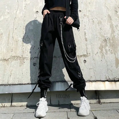 Women Y2K Streetwear Cargo Pants Vintage Fashion High Waist Baggy Trousers Female Loose Sweatpants Wide Leg Joggers Trousers