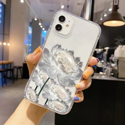 Flower Phone Case For iPhone 17 Case iPhone 15 13 14 11 12 16 Pro Max 7 8 Plus 12 13 Mini XR SE Soft Silicone Transparent Cover