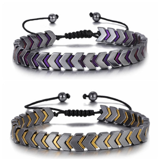 New Hematite Stone Arrow Adjustable Bracelet Men Jewelry Weight Loss Magnetic Therapy Beaded Health Care Bracelets Pulsera Gift